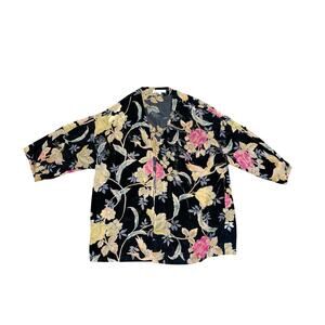 DR2 Daniel Rain Floral Velvet Kimono Cardigan Size XS/S Whimsical Vintage